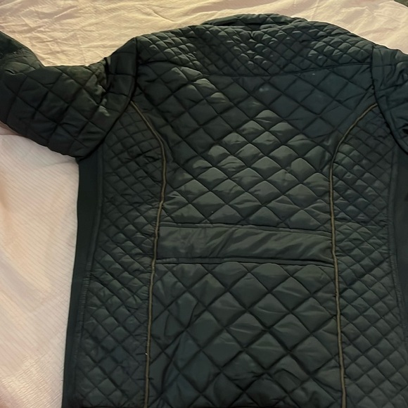 YMI Quilted Black and Tan Fur Lined Jacket Gold Accents - Picture 12 of 17